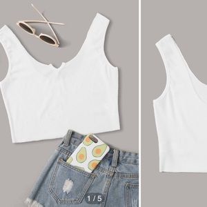 NWT Ribbed V Cut White Tank Top